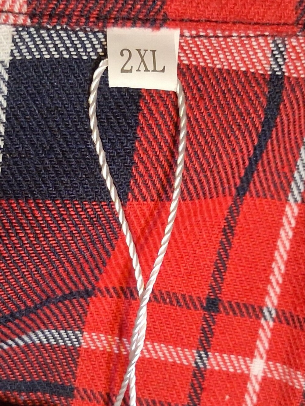 2XL Men's Flannel Button Down Shirt Red Blue Plaid Long Sleeve Pocket Sangtree - Picture 2 of 10
